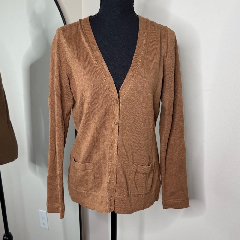 Tailor B. Moss V-neck Button Up Cardigan Sweater Brown Size S